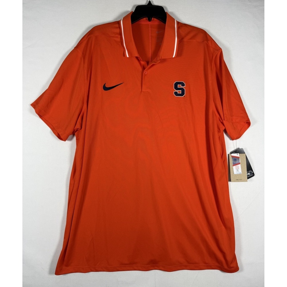 NWT Syracuse Orange Nike Coach Short Sleeve Polo Shirt Mens 2XL On Field Dri-Fit